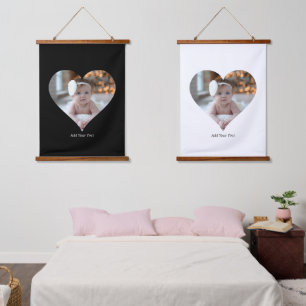 Design Your Own Single Heart Shaped Photo Hanging Tapestry