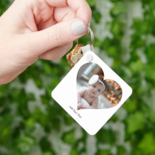 Design Your Own Single Heart Shaped Photo Keychain