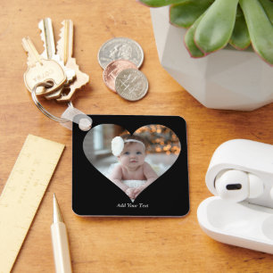 Design Your Own Single Heart Shaped Photo Keychain