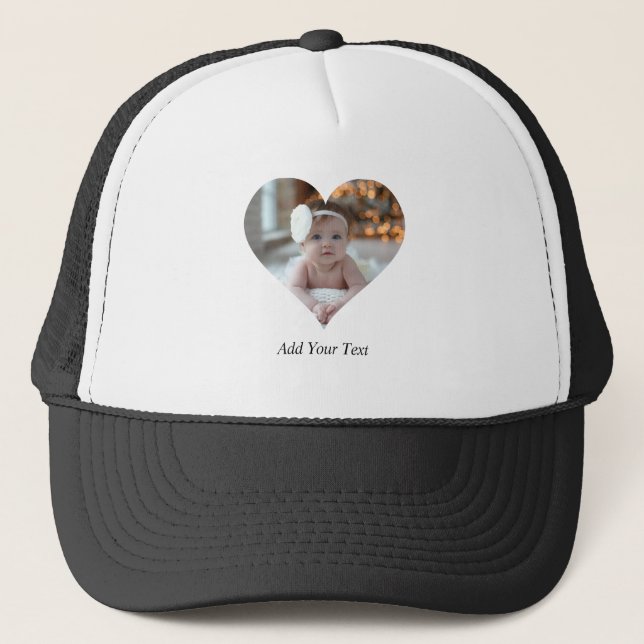 Design Your Own Single Heart Shaped Photo Trucker Hat (Front)