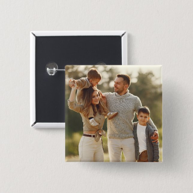 Design Your Own Single Photo 2 Inch Square Button (Front & Back)
