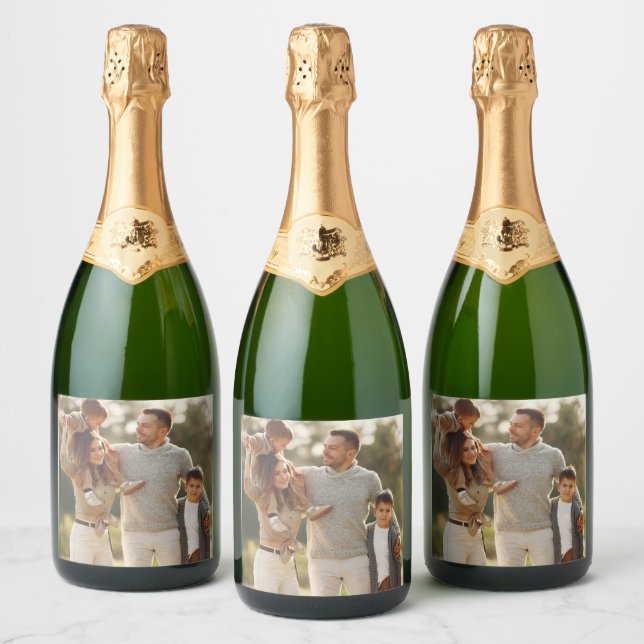 Design Your Own Single Photo Sparkling Wine Label (Bottles)