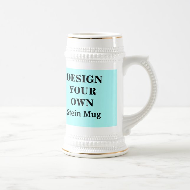 Design Your Own Stein Mug - Light Blue and White (Right)