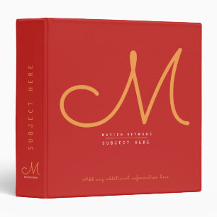 design your own stylish Monogram RED prof Binder