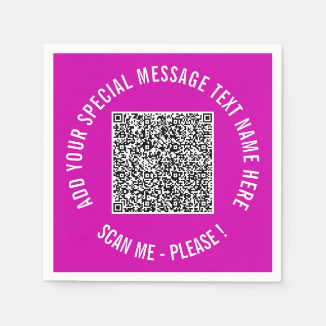Design Your Own Text and QR Code Napkins Template (Front)