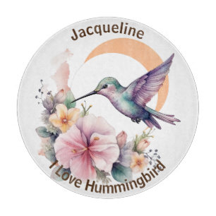 Design Your Own Watercolor Hummingbird Custom Name Cutting Board