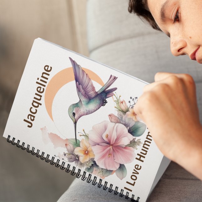 Design Your Own Watercolor Hummingbird Custom Name Notebook (Creator Uploaded)