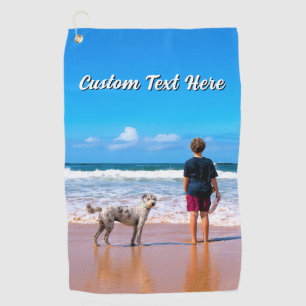 Design Your Pet Photo Golf Towel Personalized Text