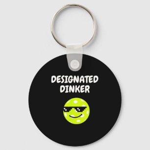 Designated dinker funny pickleball pun pickle ball keychain