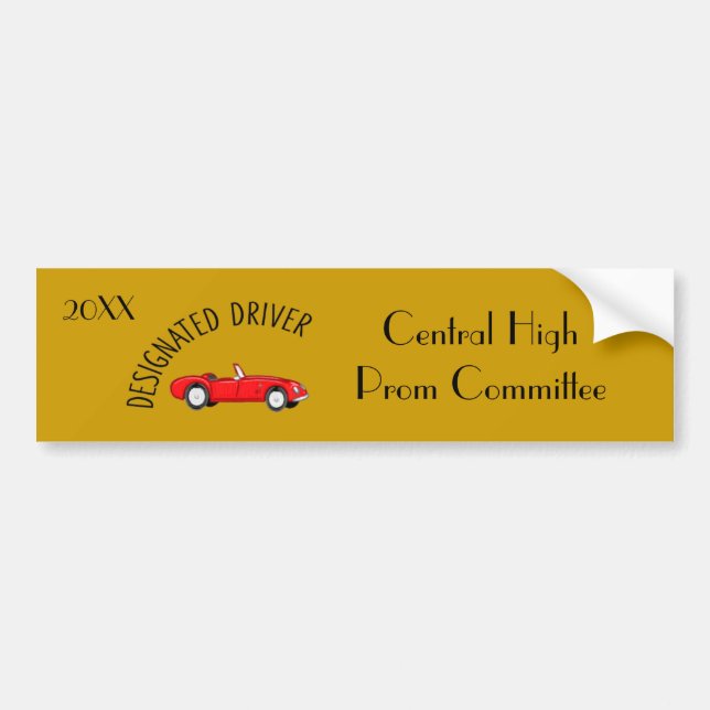 Designated Driver Gold Bumper Sticker (Front)