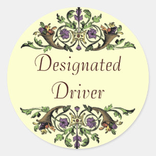 Designated Driver Holiday Cornucopia Safety Sticke Classic Round Sticker