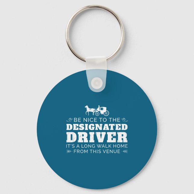 Designated Driver Horse Carriage Funny Men Women Q Keychain (Front)