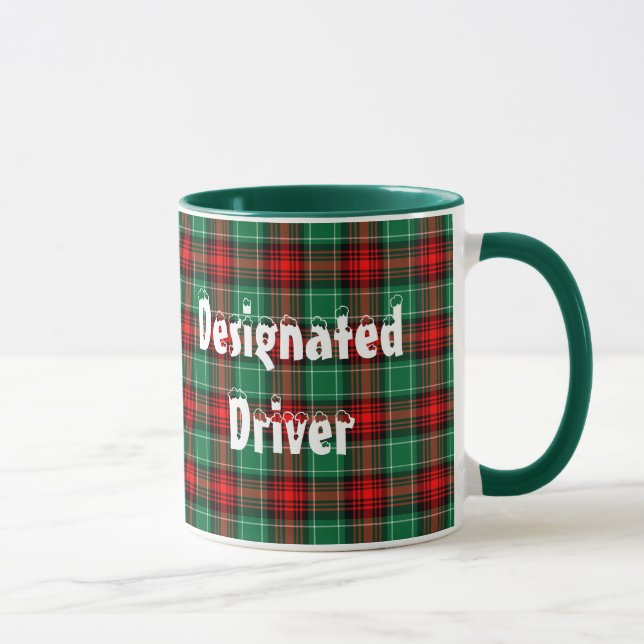 Designated Driver Red Green Plaid Coffee Mug (Right)
