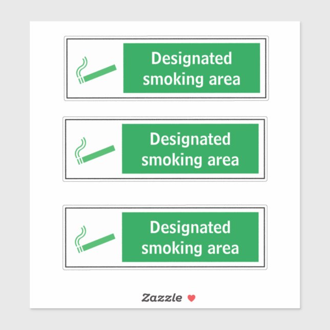 Designated Smoking Area Safety Sticker (Sheet)