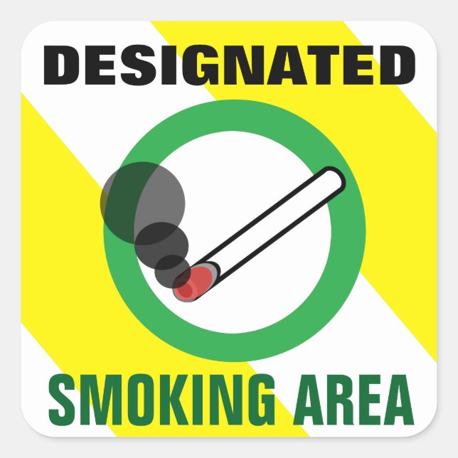 Designated Smoking Area Sign Square Sticker (Front)