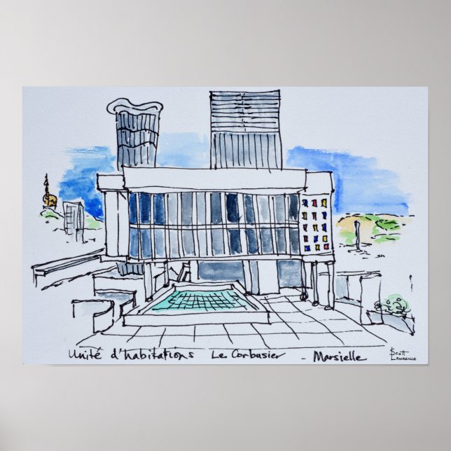 Designed by Le Corbusier | Marseille, France Poster (Front)