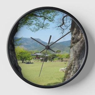 Designed with a photograph of South Korea, Black W Clock