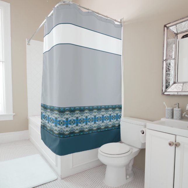 Designer Accented Pattern with Blue White and Grey (In Situ)