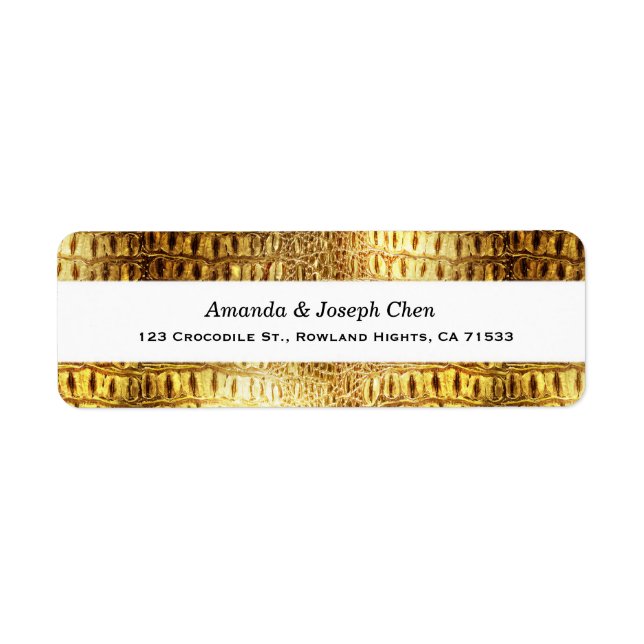 Designer Alligator Crocodile Peau brillant or blan (Devant)