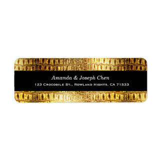 Designer Alligator Crocodile Skin Shiny Gold Black