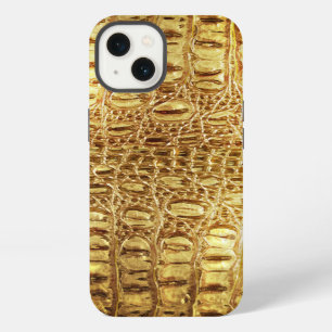 Designer Alligator Crocodile Skin Shiny Gold iPhone 13 Case