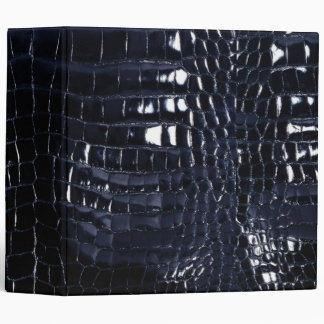 Designer Alligator Crocodile Skin Shiny Navy Blue Binder