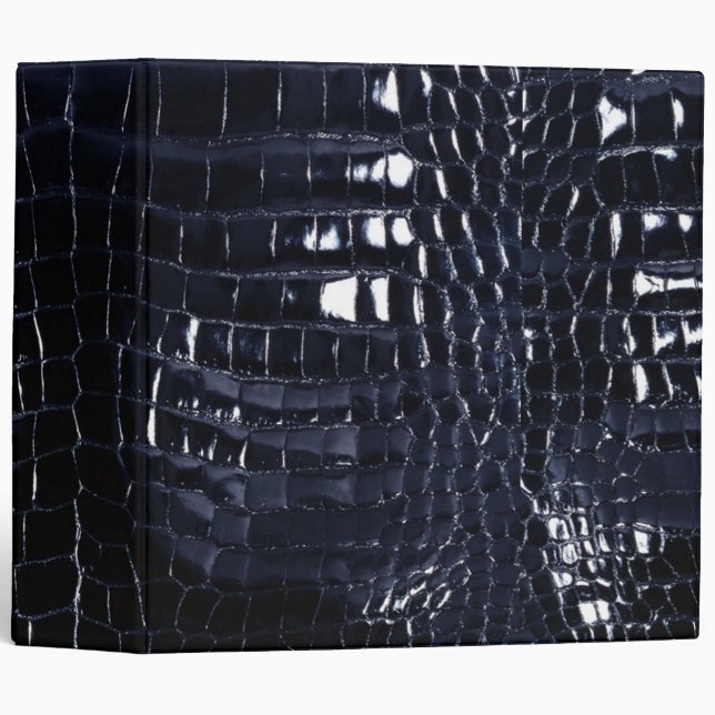 Designer Alligator Crocodile Skin Shiny Navy Blue Binder (Front/Spine)