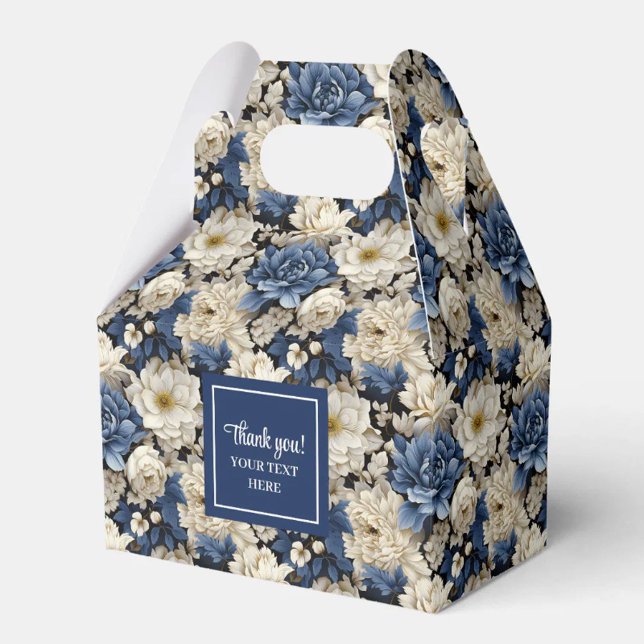 Designer Blue Flowers Personalized Favour Box (Designer Blue Flowers Personalized Favor Box)
