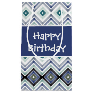 Designer Blue Happy Birthday Small Gift Bag