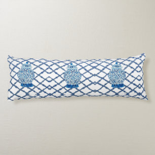 Designer Blue White Ginger Jar Jars  Body Pillow