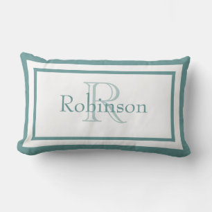 Designer Blue/White Monogram Name Keepsake Pillow