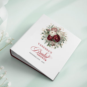 Designer Burgundy Floral Gold Bridal Shower Memory Binder