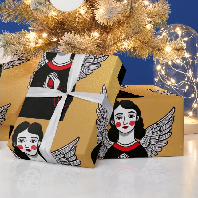 Designer Christmas Angel Pattern Wrapping Paper (Holidays)