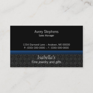 Designer Damask Business Card, Royal Blue Card