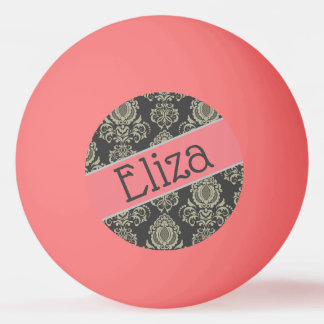 Designer Damask Name Personalized Ping Pong Ball