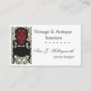 Designer Decorator Victorian Damask Floral Chair Business Card
