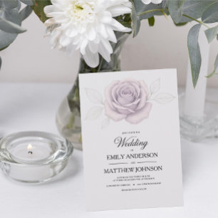 Designer Elegant Purple Rose Wedding Invitation