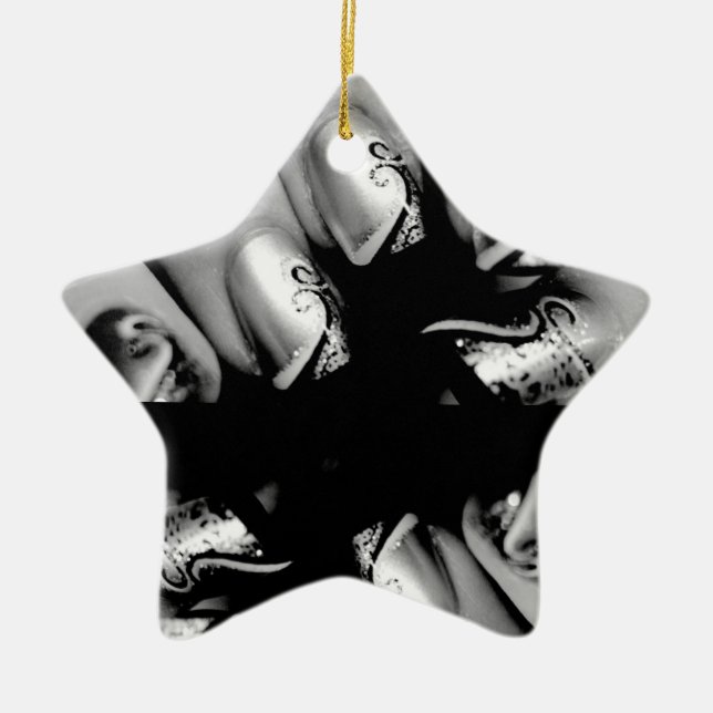 Designer Fingernails Ceramic Ornament (Front)