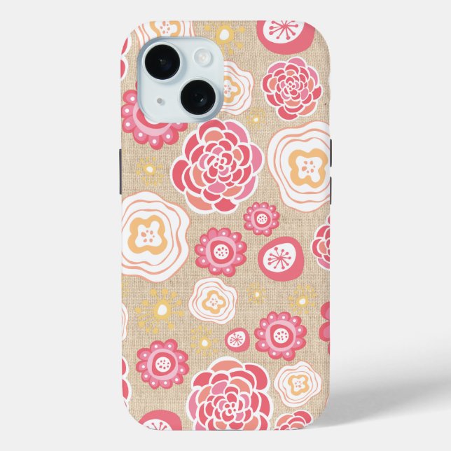 Designer Floral Pattern Apple Iphone 15 Coque de c (Verso)