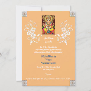Designer Ganesha Faire-part de mariage indienne