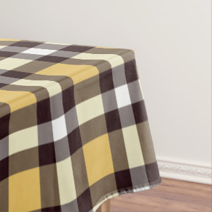 Designer gingham pattern yellow and black tablecloth