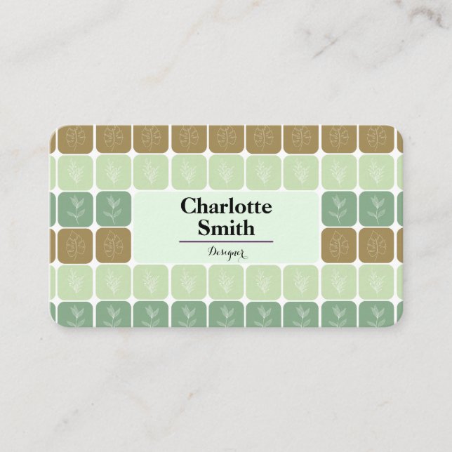 Designer green personalized Business Card (Front)