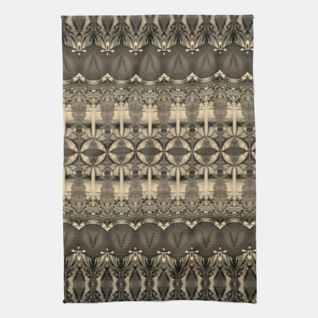 Designer grey brown and cream kitchen towel (Vertical)