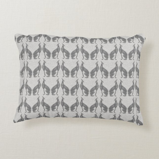 Designer Greyhound Dog Decor in Grey Accent Pillow (Back)