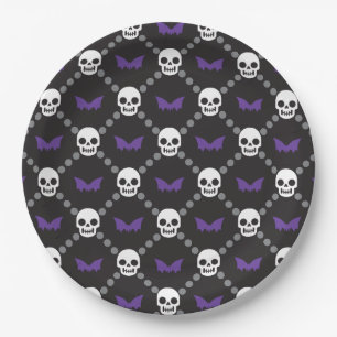 Designer Halloween, Fashion OG Skull Pattern Paper Plate