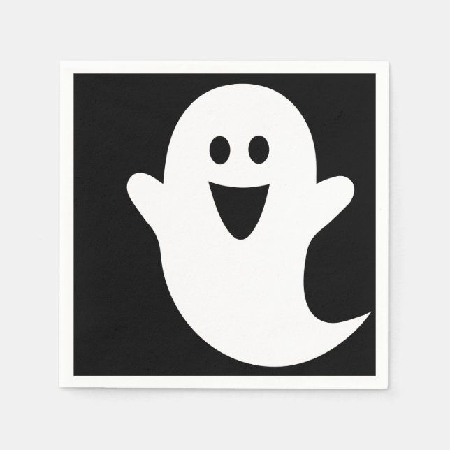 Designer Halloween, Ghost on Black Napkin (Front)