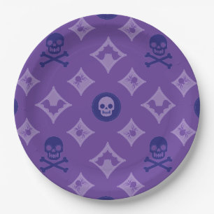 Designer Halloween, Louis V Fashion Skull Pattern Paper Plate