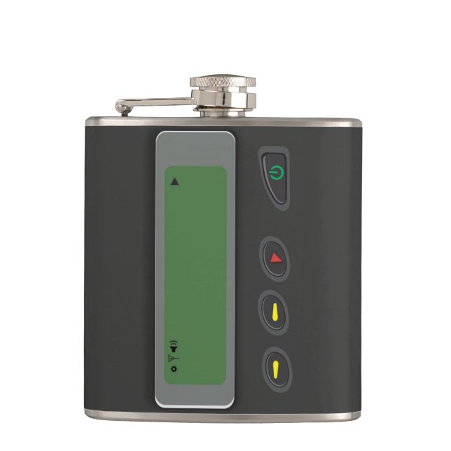 Designer Hip Flask 7 Oz Nutcase - Pager (Front)