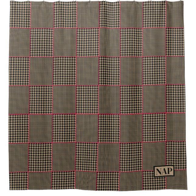 Designer Houndstooth Black Taupe Hot Pink Check (Front)