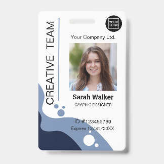 Designer ID Employee Photo Logo Name dusty blue Badge